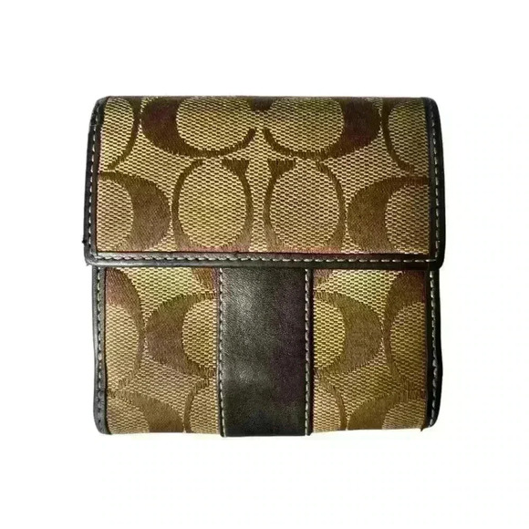 Coach Other - Coach Signature wallet small brown logo leather canvas bifold